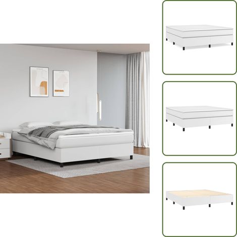 Sommier à lattes de lit avec matelas Blanc 180x200cm Similicuir - Lit Double - Lit Tapissier - Literie - Chambre À Coucher - Matelas À Ressorts Ensachés (1/5)