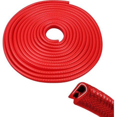 Protection des Bords de Portière de Voiture,12 M, Protection Porte de Voiture en Caoutchouc et Métal, Joint de Porte Voiture en Forme de U, Adapté pour la Plupart des Voitures, Rouge (1/5)