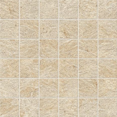 Mosaïque effet Pierre Quartzite Gris Beige 4,8x4,8 cm Quadra 30x30x0,9 cm Mat Salvero - Sol et mur intérieur (vendu par carton de 0,9 m²) - RO'MA CARRELAGE