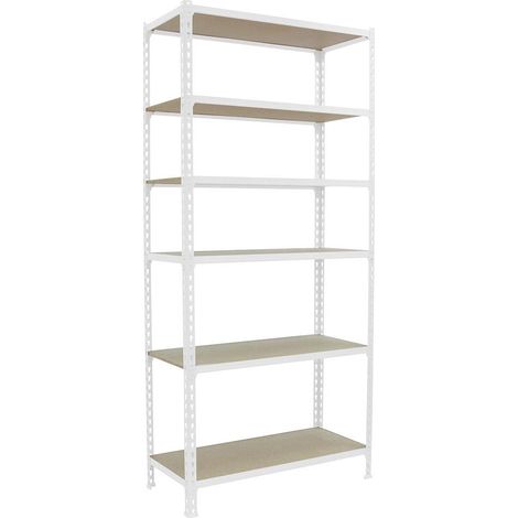Simonrack Maderclick Metallregal Weiß und Holz 6 Ebenen
