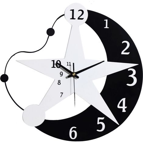 Ahlsen Leises Wandpendel, kreativer mondförmiger Rahmen, Quarz-Wanduhr, moderne Pendeluhr, Wanduhr, Heimdekoration für Wohnzimmer, Küche, Schlafzimmer (1/4)