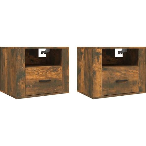 Maison Exclusive - Comodini a Muro 2 pz Rovere Fumo 50x36x40 cm