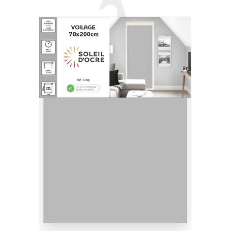 Voile pour Porte Fenêtre, Polyester, Gris Clair, 70x200 cm (1/2)