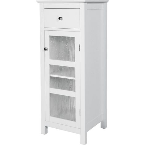 Armoire de Plancher pour Salle de Bain avec 1 Porte et tiroir Blanc ELG-579 (1/5)