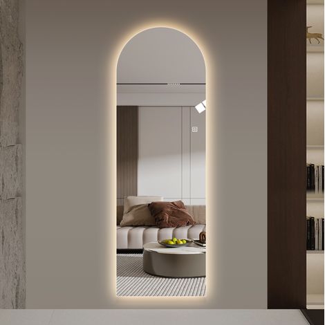 Miroir salle de bain LED 150x50 cm arqué dimmable HAVRYA (1/5)