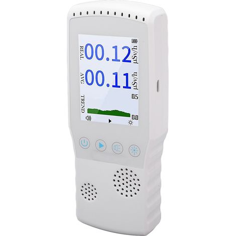 Détecteur de rayonnement nucléaire portatif avec écran LCD, mesure en temps réel, charge USB, compteur Geiger de radiation ionisante, batterie 2500mAh, blanc (1/5)