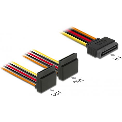 Cable SATA macho de alimentaciÃ³n de 15 patillas con funciÃ³n de bloqueo  2 x SATA 15 pines de alimentaciÃ³n hembra arriba 15 cm
