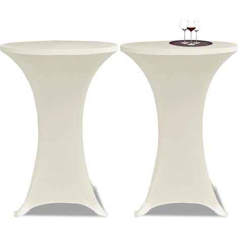 vidaXL Standing Table Cover 脴60cm Cream Stretch 2 pcs (1/5)
