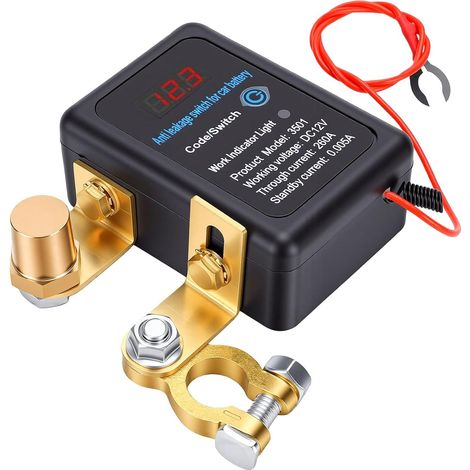 Vehicle Battery Switch with Voltage Display, Equipped with Smart Remote Control, 260A DC12V, for Sedan, RV, ATV, Truck, Marine Vessel (Remote with Built-In Battery) (1/5)