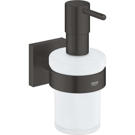 Grohe QuickFix Start Cube - Seifenspender mit Halter, Glas/schwarz matt 410982430