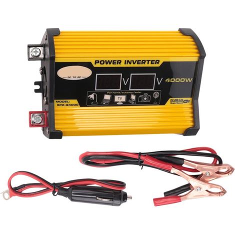 12V à AC 220V 4000W Car Inverter LED Display Multifonction 2 USB Power Converter Chargeur Adaptateur