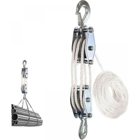Polipasto de cable de alta resistencia, resistencia a la rotura de 15 m, capacidad de carga de trabajo de 500 kg y sistema de poleas para levantar objetos pesados. (1/4)