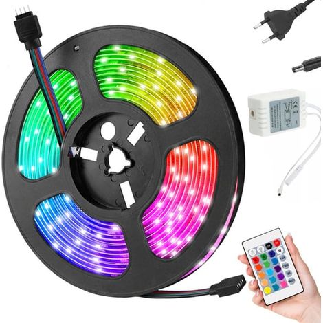Bande LED SMD 5050 RGB avec télécommande, étanche, 4,5 m (1/3)