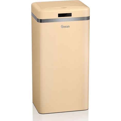 SWAN SWKA4500CN Retro Poubelle à Ouverture Automatique avec Capteur, Métal, 45 Litres, Vintage Crème