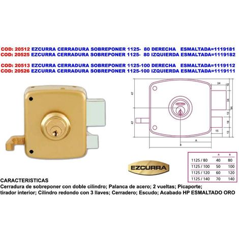 ezcurra cerradura sobreponer 1125-100 izquierd.esmaltada 1119112