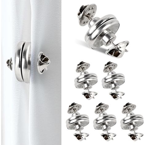 6 Paires Boutons Magnétiques pour Rideaux, Pince à Rideaux Magnétiques Argentés, Accessoires pour Rideaux pour Chambre à Coucher, Salon, Salle à Manger, Salle de Bain, Cuisine, Bureau (1/5)