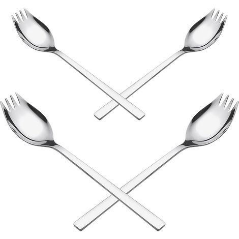 Fourchettes à Salade en Acier Inoxydable Lot de 4 Pièces Manches Longs Couverts Polyvalents pour Desserts Fruits et Pique-Niques Résistantes et Faciles à Nettoyer Usage (1/5)