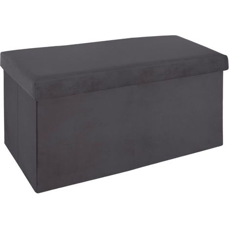 Pouf Pliable en Velours "Tess" 76cm Gris Foncé (1/3)