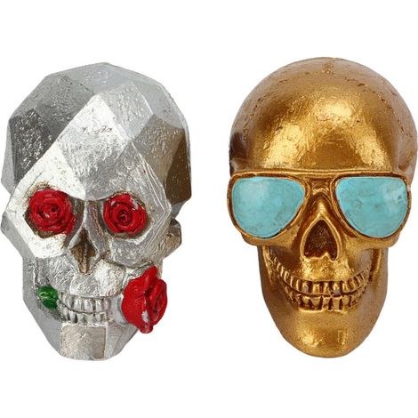 Diffuseur d'air parfumé voiture crâne résine rose, ornement porte-bonheur Halloween, décoration intérieure auto, cadeau original, désodorisant réutilisable, accessoire tableau de bord. (1/5)