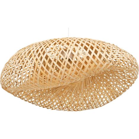 Atmosphera – Suspension D50 en bambou tressé – Dimensions D. 51 cm x H. 36 cm – Douille E27 – Longueur câble 100 cm – Ambiance chaleureuse (1/6)