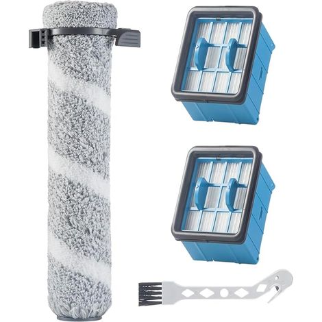 Kit Accessoires Rouleau Brosse + Filtres pour Bissell CrossWave OmniForce Edge 4000, 4006, 4007, 4008, 4017, 4076, 4087, 3912, 3999 – 1 Rouleau, 2 Filtres Coton, 1 Brosse Nettoyage