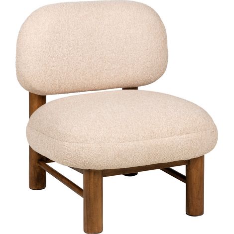Fauteuil en tissu bouclette et bois - Beige - Nubo