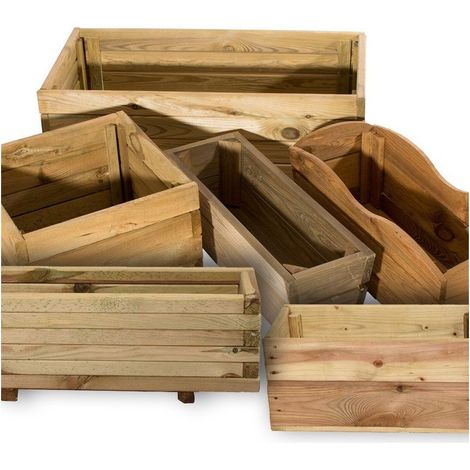 Jardineras de Madera Maciza de Pino Maceteros de madera tratada para Jardín y Terraza