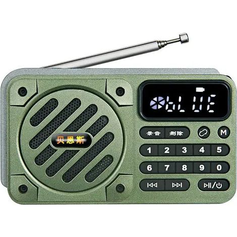 Mini radio FM portable, radio haute sensibilité, enceinte Bluetooth sans fil avec veilleuse, bouton, lecteur de carte TF, clé USB et lecteur MP3 (1/5)
