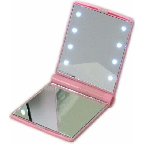 Poche Miroir LED Lumineux Portable Maquillage Miroir De Maquillage CosmEtique 8 LED LumiEres Poche Miroir Double Face Tactile Pliable Miroir De Maquillage EclairE Rose X 1-Fei Yu (1/3)