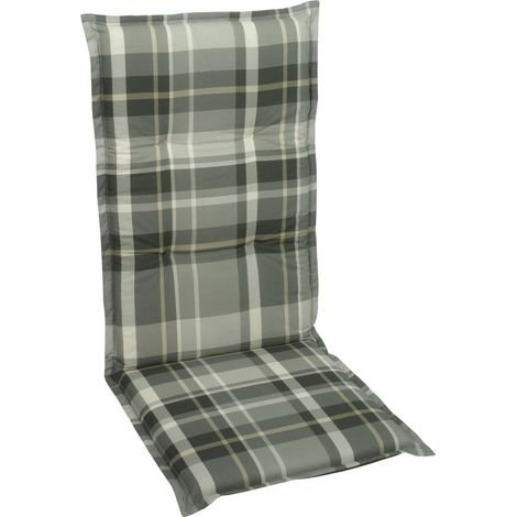 GO-DE Sesselauflage 120 x 50 x 6 cm grau kariert Auflage Polster Kissen Sessel (1/2)