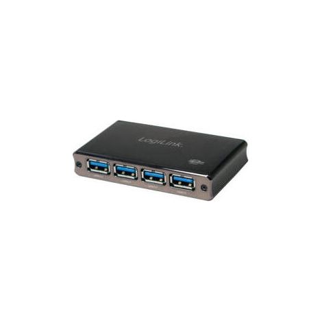 LogiLink - Hub USB 3.0 de 4 puertos fabricado en aluminio - Transferencia rápida, fuente de alimentación (1/2)