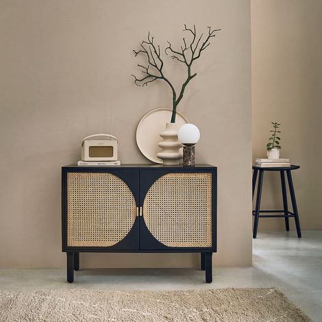 Buffet en manguier massif et cannage 100 cm (1/5)