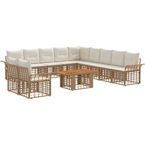 Gartensofa-set 12 stk. Natürlich und Cremweiß Poly-Rattan vidaXL (1/5)
