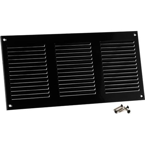 1 - Grille D'Aération - Registre De Ventilation - En Métal Avec Moustiquaire - Pour Mur Et Plafond - Noir - 30x15cm (1/5)