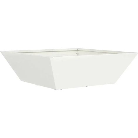 Cache-pot de jardin trapézoïdal moderne extérieur polyvalent 50 x 50 x 15 cm en acier laminé à froid blanc (1/4)