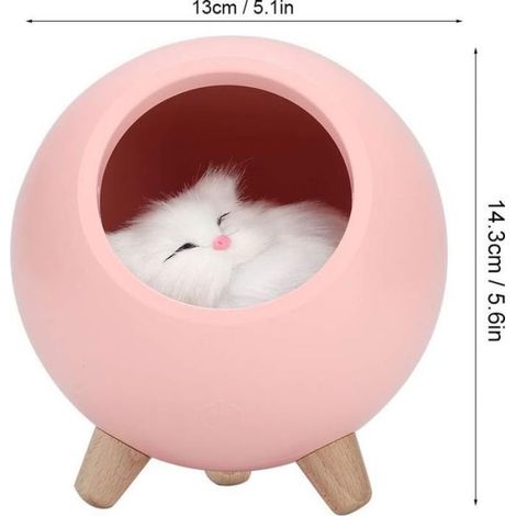 Veilleuse LED - - Lampe de table pour chat - Rose - Rechargeable USB - LED intégrée (1/5)