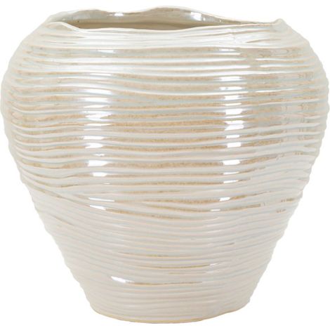 Vaso Perly Round in ceramica perlata con decoro a conchiglia