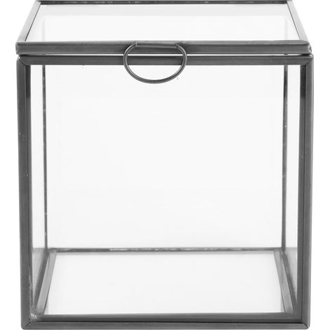 Coffret à Bijoux Vintage en Verre et Métal Or, Forme Géométrique Carrée, Élégant et Pratique pour Ranger Petits Bijoux Lors D'anniversaires ou Mariages (1/5)