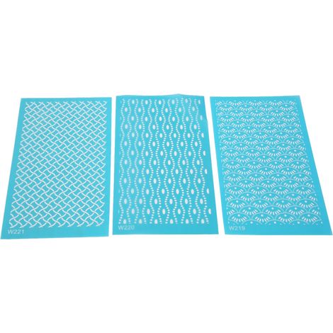 Lot de 3 pochoirs sérigraphie réutilisables pour argile polymère, DIY sur papier, cartes, t-shirts, toile et verres, modèles 219 220 221 (1/5)