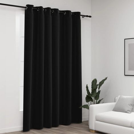 Rideau occultant,Décoration Chambre Fenêtre,Rideau Thermique Isolant Aspect de lin à œillets Anthracite 290x245 cm GDSVW19986 (1/4)