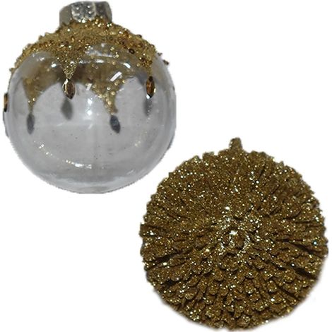 Palline oro per albero di natale palla decorazioni sfere addobbi natalizie set da 12 particolari cm 8 in scatola regalo (1/5)