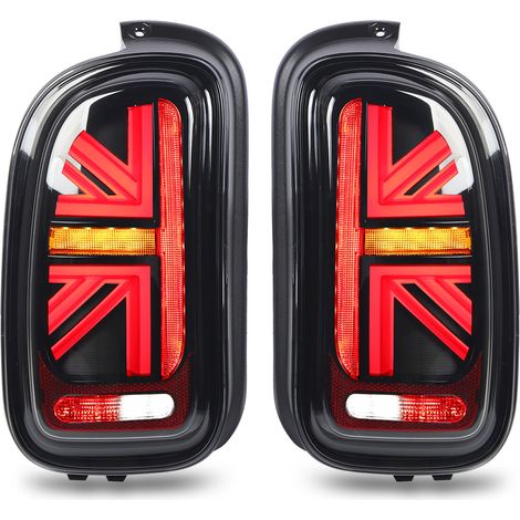 JCW Union Jack LED-Rückleuchten mit Blinkern, Positionsleuchten, Rückfahrscheinwerfern und Nebelscheinwerfern für Honda Clubman R55 (2007–2014), getönt schwarz (1/5)