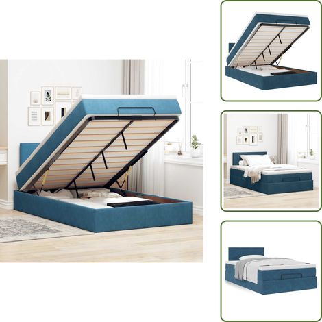 vidaXL Ottoman-Bett mit Matratze Dunkelblau 120x200 cm Samt (1/5)