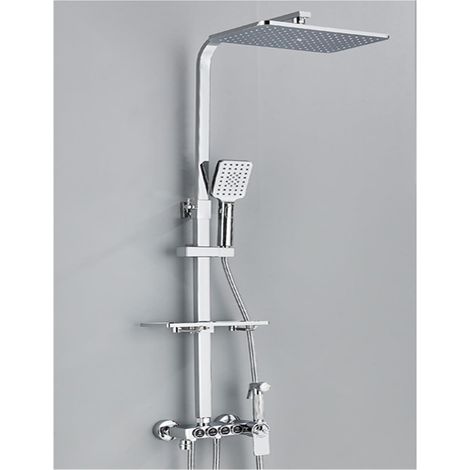 Ensemble de douche mitigeur thermostatique intelli Système de douche de salle de bain à affichage numérique, ensemble noir de robinet de douche thermostatique, robinet de douche à effet pluie moderne (1/5)