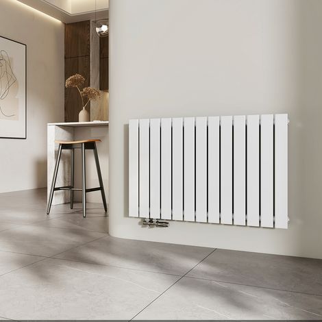 EMKE Heizkörper Flach Heizkörper Design Paneelheizkörper Horizontal, Einlagig, Seitenanschluss, 63x100cm, 730W, Weiß (1/5)