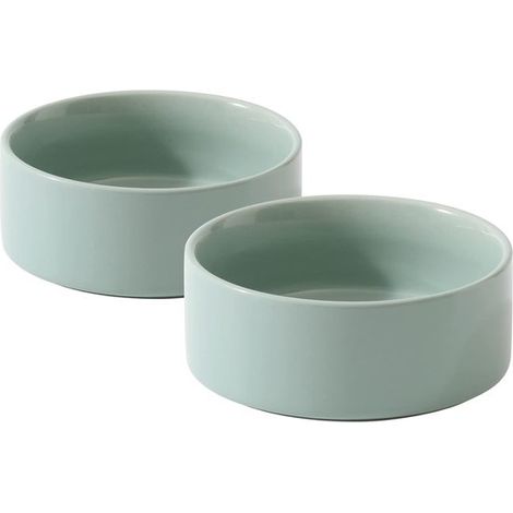 Set di ciotole in ceramica per gatti, 2 pezzi, ciotole per cibo e acqua per gatti, set di 2 ciotole per gatti, ciotola per cibo per animali domestici (13 cm, 2 ciotole verde chiaro) (1/5)