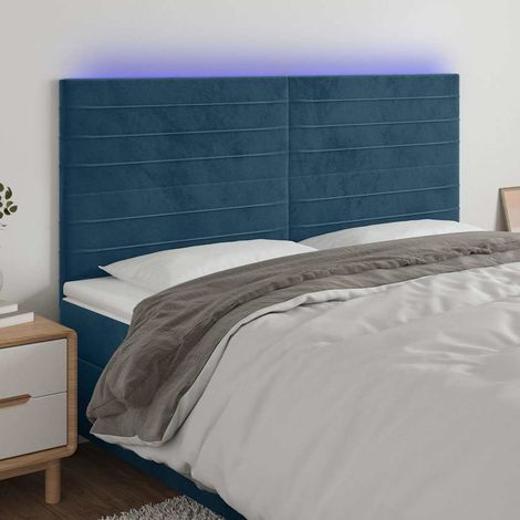 vidaXL Cabecero con luces LED terciopelo azul oscuro 180x5x118/128 cm (1/5)