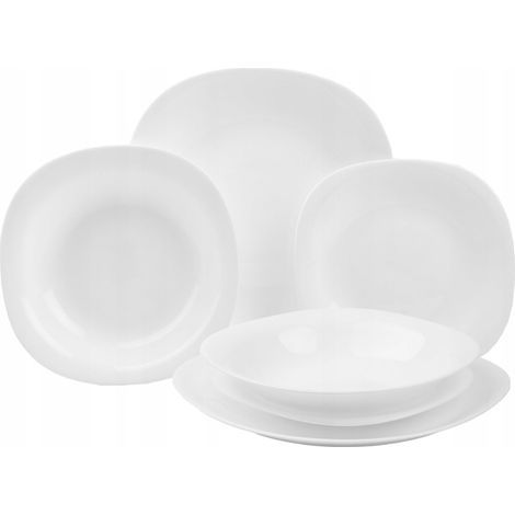 Service de table 18 pièces pour 6 personnes, carré blanc Noemi