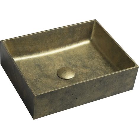 Vasque à poser FORMIGO en béton, 47,5x36,5cm, or mat (1/4)