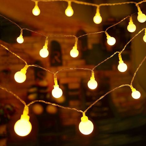 Guirlande Lumineuse 10M 80 Ampoules - Guirlande Lumineuse LED à Pôles Petites Boules Blanc Chaud Décoration Romantique pour Fête Noël Halloween Mariage Anniversaire Soirée Décor Chambre Patio-Fei Yu (1/4)